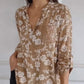 🌸Vårtilbud🌸 Bluse med blomstertrykk og paljettlomme for kvinner