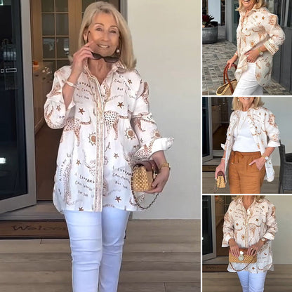 🌸Vårtilbud🌸 Overdimensjonert leopardknappskjorte for dame