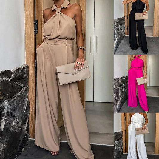 💕Hva skal jeg ha på meg i morgen?💕Fasjonabel ermeløs jumpsuit med vide ben for kvinner