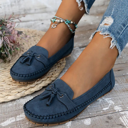 🔥Siste dagskampanje med 50 % rabatt - Komfortable, myke loafers i vintage-stil med sløyfe til dame
