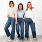 🔥VARMT SALG 50% RABATT🔥High Rise Cargo Stretch-jeans med vidde ben for kvinner