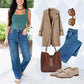 🔥VARMT SALG 50% RABATT🔥High Rise Cargo Stretch-jeans med vidde ben for kvinner