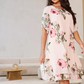 ❀Elegant halværmet chiffongkjole med trykk for kvinner
