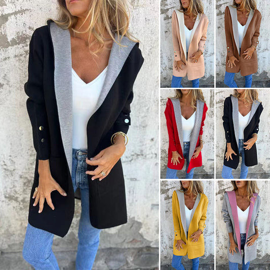 🌸Tidlig høsttilbud💐 Fargerike blokker spesielt designet for kvinner, kombinert med en åpen kappe.