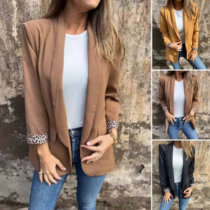 🌸 Stilig blazer med leopardmønster og fôr for kvinner