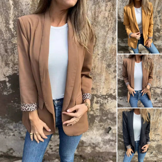 🌸 Stilig blazer med leopardmønster og fôr for kvinner