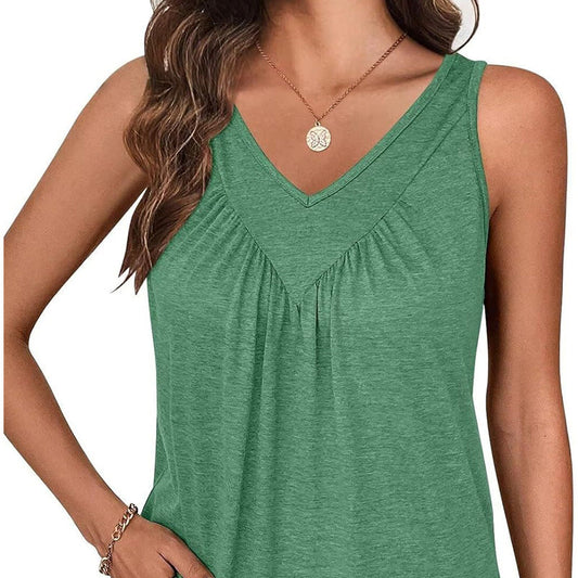 🍃Ermeløs tanktop med V-hals for kvinner