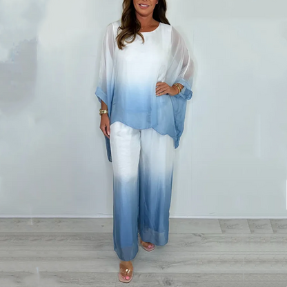Mesh Mix Dip Dye-sett med løs, flytende topp og bukse