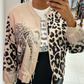 Glidelåsjakke med leopardmønster