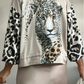 Glidelåsjakke med leopardmønster