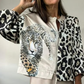 Glidelåsjakke med leopardmønster