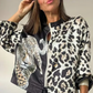 Glidelåsjakke med leopardmønster