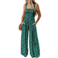 ✨ 50 % RABATT NÅ! 🌼 Blomstret, ermeløs jumpsuit for damer – smocket brystparti og vide ben – sommerlig chic 👒�