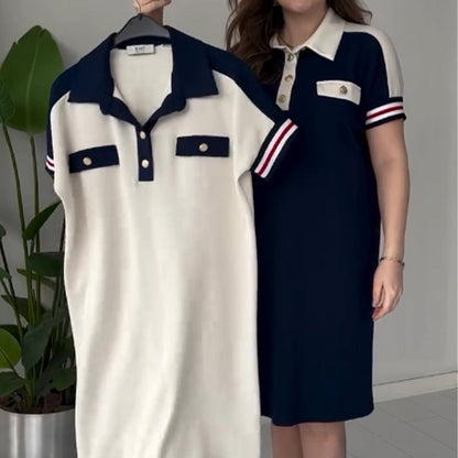 🎉💃2025 Ny sommer 😍 Fasjonabel casual damekjole med revers og korte ermer😍