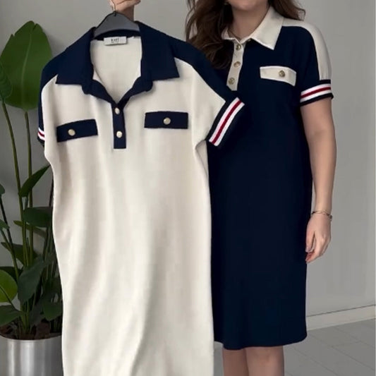🎉💃2025 Ny sommer 😍 Fasjonabel casual damekjole med revers og korte ermer😍