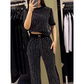 🌸2025 Hot Sale👠To-delt stripete strikkesett for kvinner med rhinestones