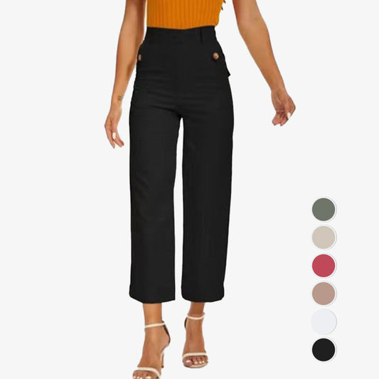 👖2025 VARMT SALG 50% AVSLAG💷Bukser med vide ben i elastisk twillstoff