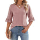 ❤️2025 New Products❤️Women's Elegant V-hals topp med volangermer