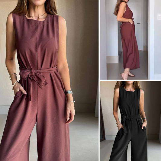 Women's Elegant Sleeveless Wide Leg Jumpsuit