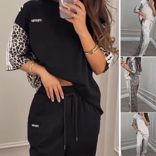 🌺  2025 Nya Arrive - 49% rabatt 🌺  Patchwork Sweatshirt med leopardtrykk