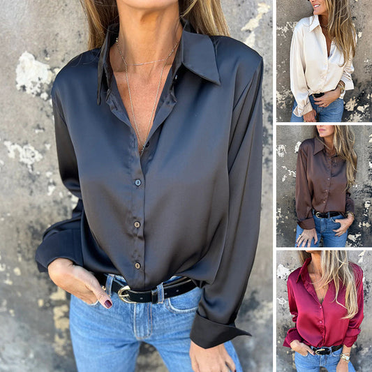 🌴Sommertilbud👔Elegant langermet skjorte i sateng