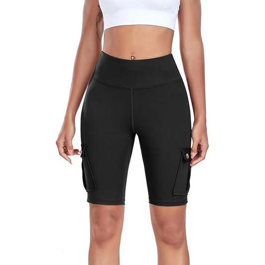 Bikershorts i stretch med høy midje for dame