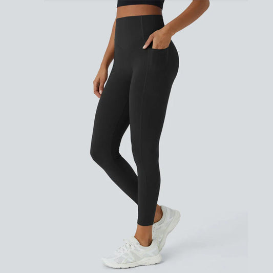 💥💥Høyt midjet rumpeløftende magekontroll Shaping Training Leggings med sidelomme