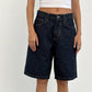 Knelange denim baggy jeans med lommer for kvinner