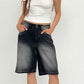 Knelange denim baggy jeans med lommer for kvinner