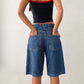 Knelange denim baggy jeans med lommer for kvinner