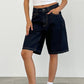Knelange denim baggy jeans med lommer for kvinner