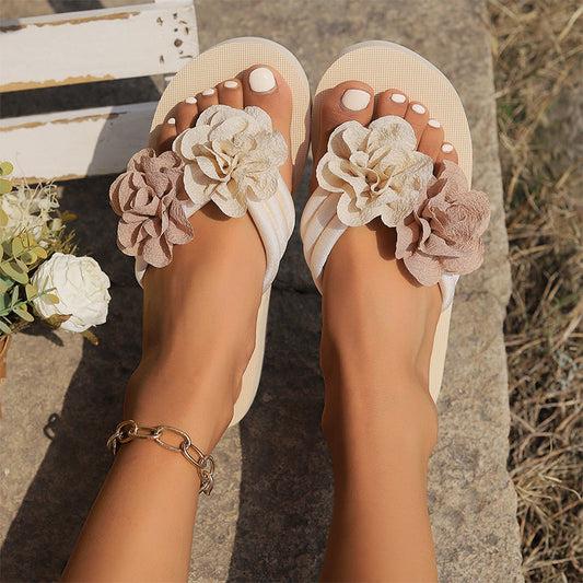 🏖️Sommerspesialer🌴Sklisikre strandsandaler for kvinner med blomsterdetaljer