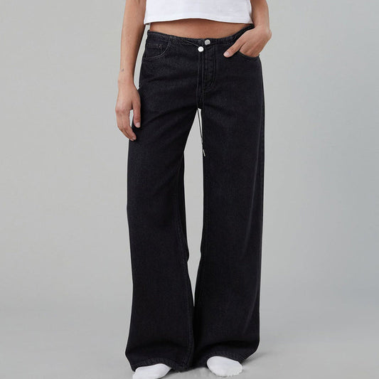 🎀 Bukser med vidde og lav passform med justerbar snøring for flere bruksområder👖