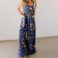Uformell jumpsuit i denim med trykk for kvinner