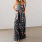 Uformell jumpsuit i denim med trykk for kvinner