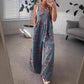 Uformell jumpsuit i denim med trykk for kvinner