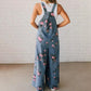 Uformell jumpsuit i denim med trykk for kvinner