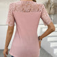Damebluse med blomstertopp og korte ermer