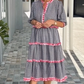 ⏳Tidsbegrenset spesialtilbud⏰Sweet & Fresh Plaid Color-Block Cake Ruffle Dress👗