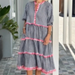 ⏳Tidsbegrenset spesialtilbud⏰Sweet & Fresh Plaid Color-Block Cake Ruffle Dress👗
