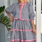 ⏳Tidsbegrenset spesialtilbud⏰Sweet & Fresh Plaid Color-Block Cake Ruffle Dress👗