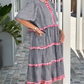 ⏳Tidsbegrenset spesialtilbud⏰Sweet & Fresh Plaid Color-Block Cake Ruffle Dress👗