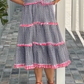 ⏳Tidsbegrenset spesialtilbud⏰Sweet & Fresh Plaid Color-Block Cake Ruffle Dress👗