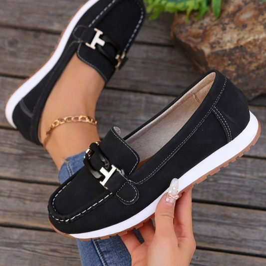 🥿✨Casual loafers med tykk såle og overdel i semsket skinnimitasjon Ortopediske sko