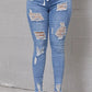 Skinny stretchjeans med rifter til dame