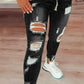 Skinny stretchjeans med rifter til dame