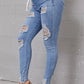 Skinny stretchjeans med rifter til dame