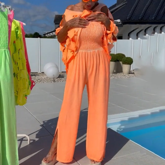 🔥 50 % RABATT! Sett med topp og jumpsuit – trendy cut-out-design i elegant sommerstil ✨👗