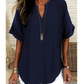 💎 48% RABATT! 💎 Moteriktig løs topp med korte ermer – V-hals med hakk, asymmetrisk kant og lett stoff (5 farger, S–2XL) 👕🌸
