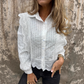Casual topp med blonder og revers for kvinner